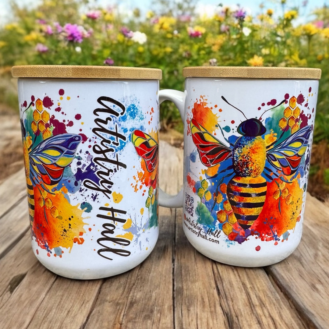 15oz Coffee/ Tea Mugs Featuring Artistry Hall's  Honey Bee Artwork