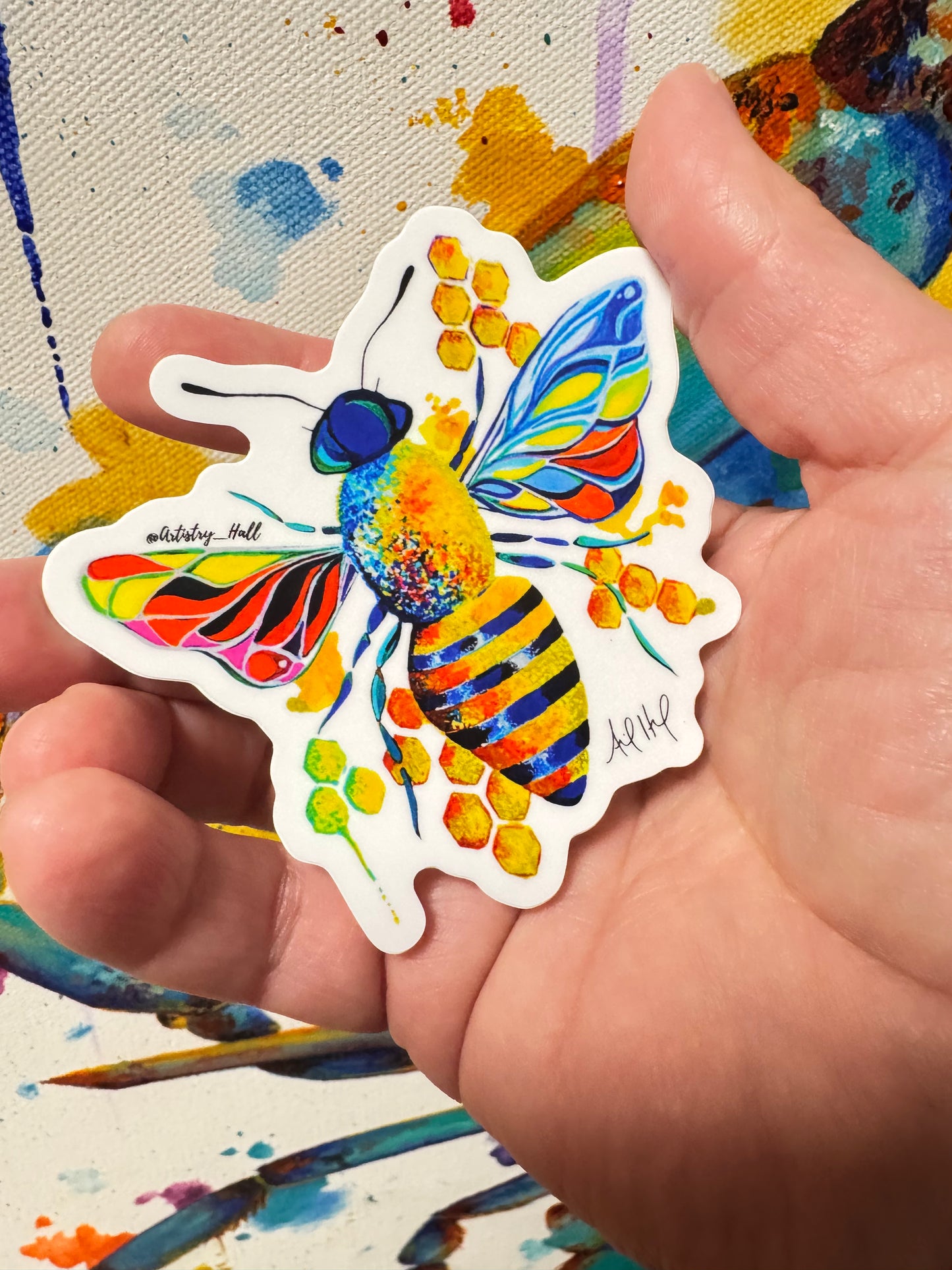 Colorful Honey Bee sticker 