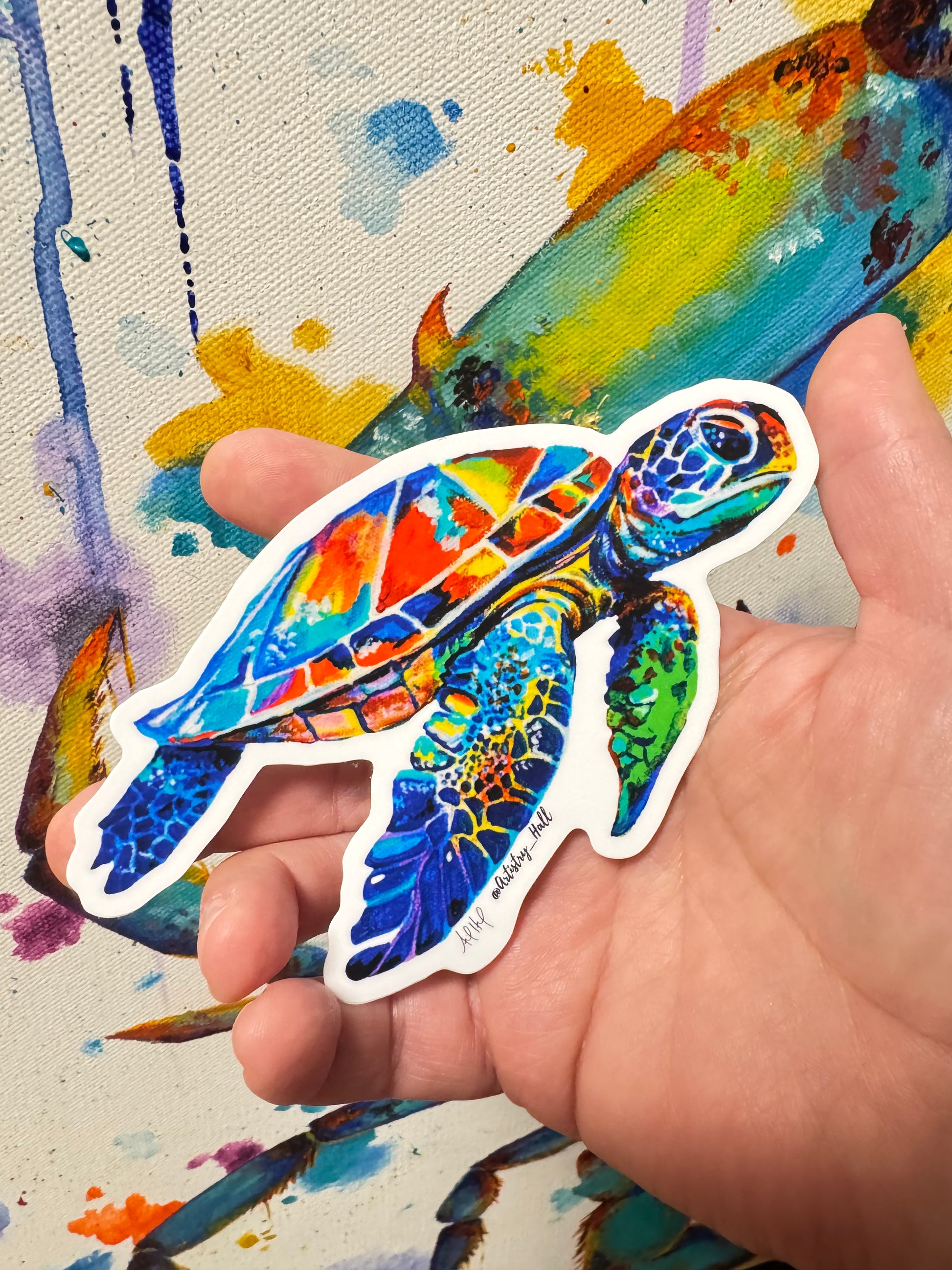 Colorful Sea Turtle Sticker 
