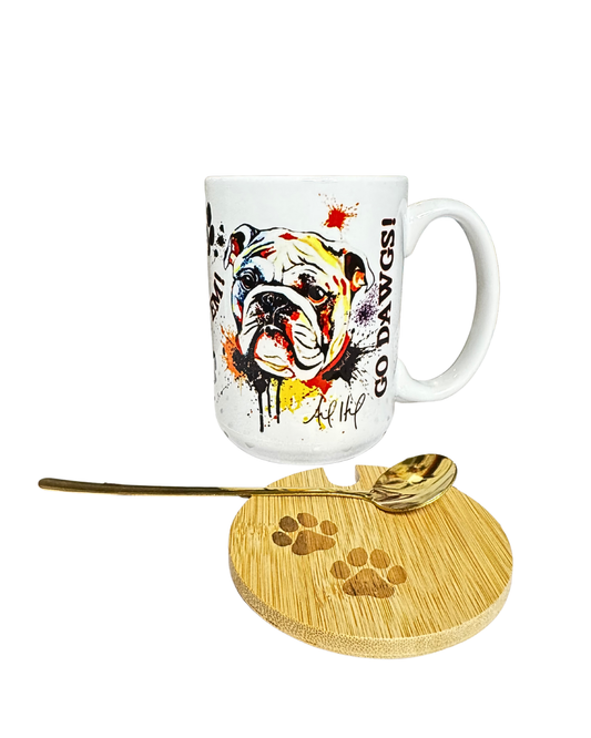 Go Dawgs Coffee Mug with Engraved Top & Spoon