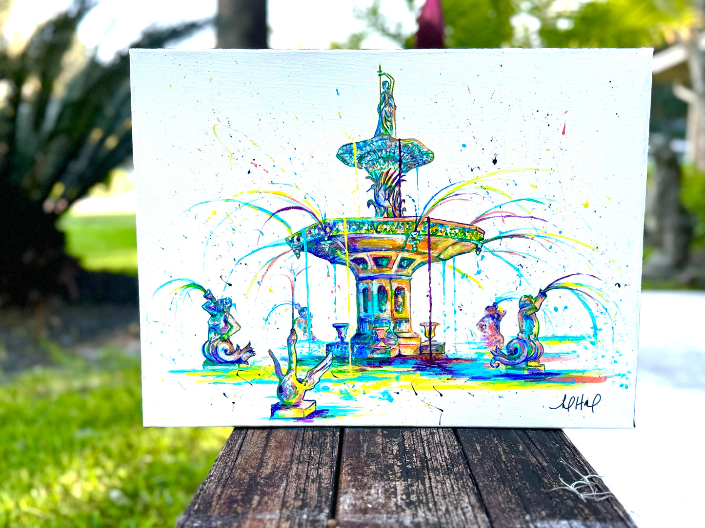 "Savannah Splash" - Forsyth Park Fountain Original Painting