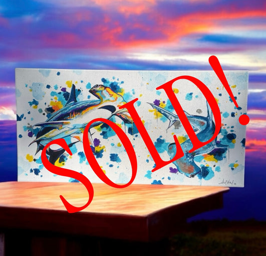 "Blue Finns" - Hammerhead Shark Original Painting